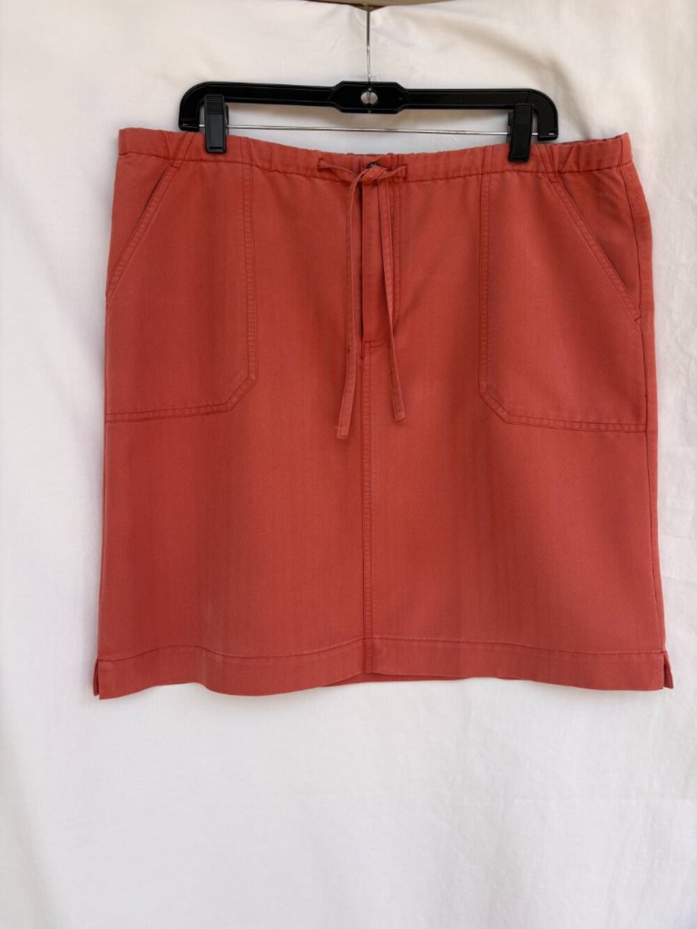 Caribbean Joe Petite Skirt PL Coral Drawstring Pull-On Midi Skirt